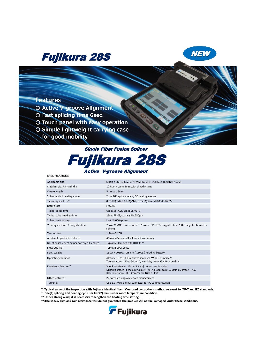 Fujikura 28S Fusion Splicer Machine, Model Number: FSM-28S