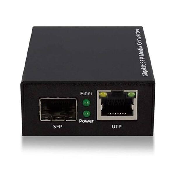 10/100/1000Mbps RJ45 to fiber SFP media converter with LED indicators