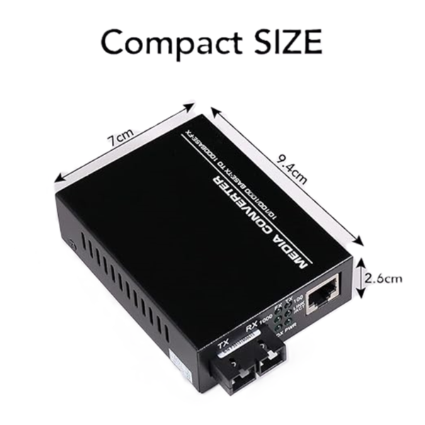 FibreCart 10/100/1000 Mbps Single Mode Dual Fiber 20KM SC Port Ethernet-to-Fiber Media Converter, (1 Pair) - Image 4